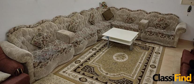 Elegant 12-Seater Used Sofa Set with Modern Coffee Table for Sale