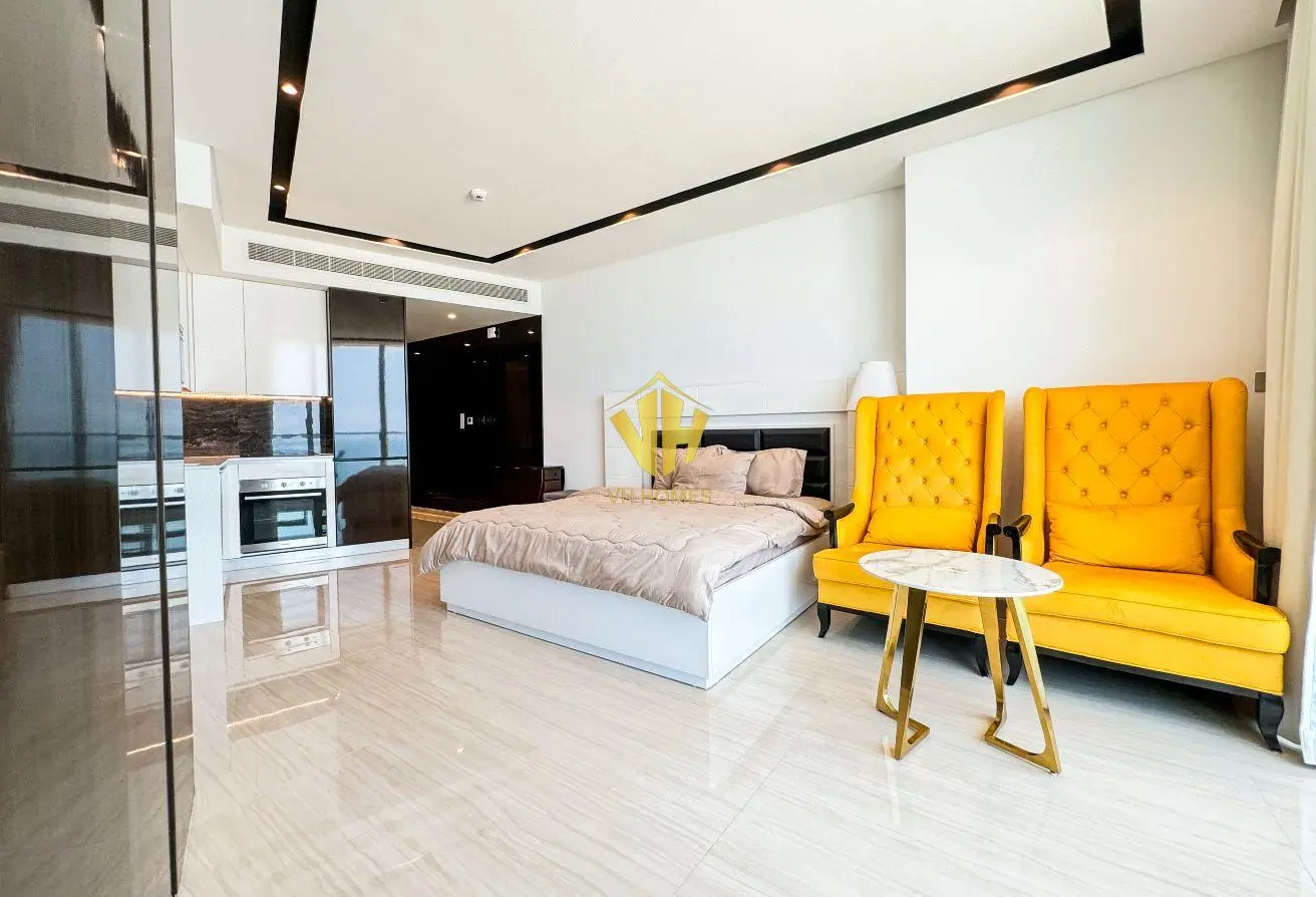 Spacious Seef Apartment for Rent | New, Sea View, Balcony, Beach Access, WiFi Included