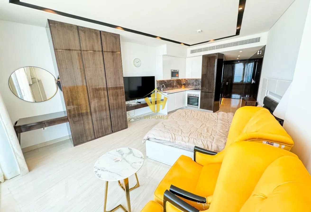 Spacious Seef Apartment for Rent | New, Sea View, Balcony, Beach Access, WiFi Included