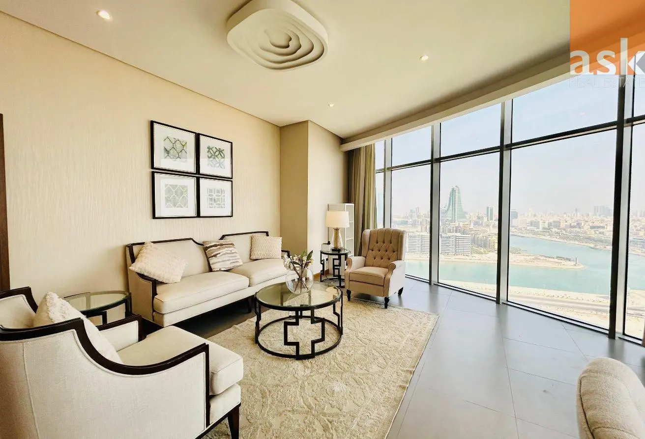 One-Bedroom Seef Apartment with Full Sea View for Rent