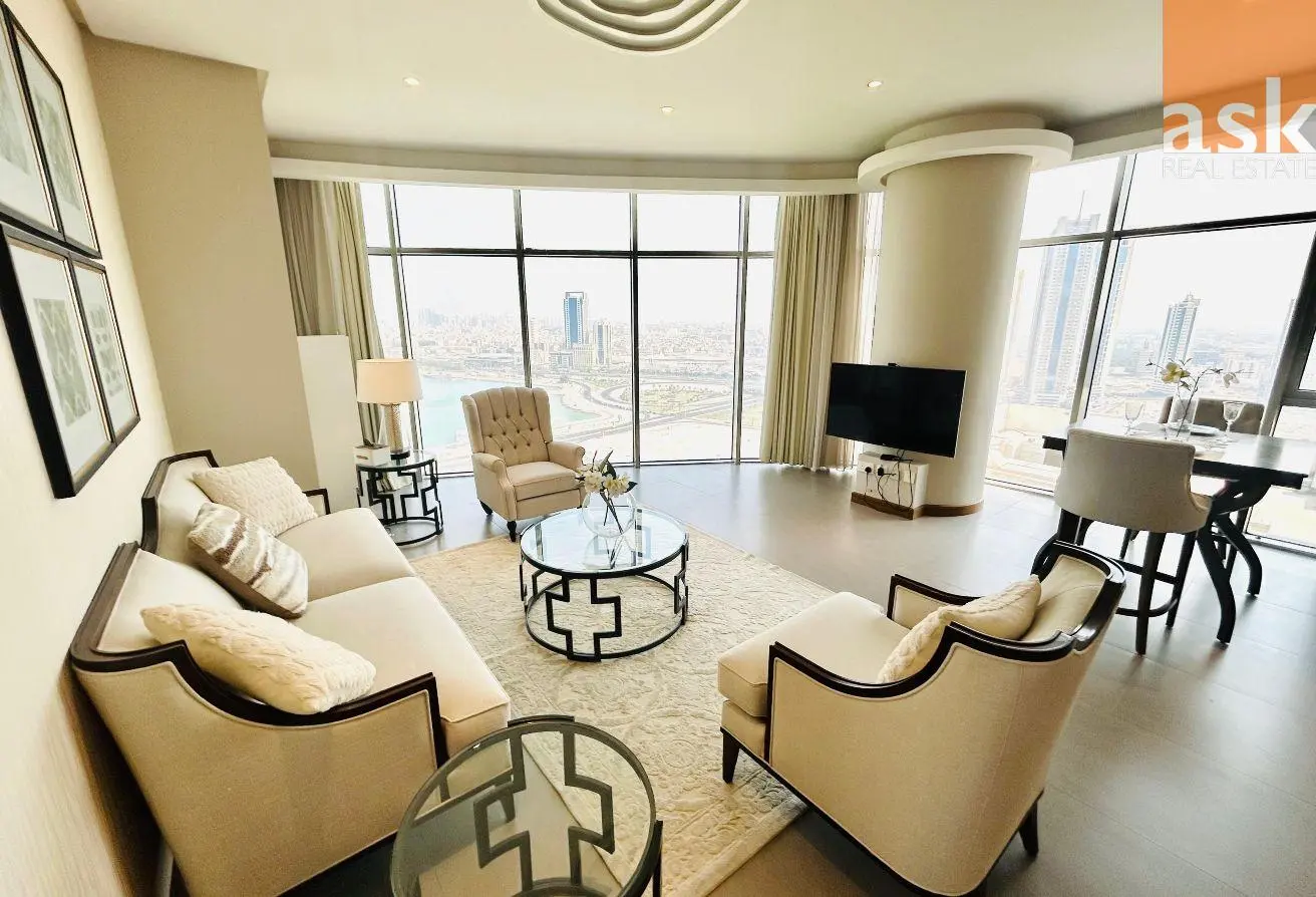 One-Bedroom Seef Apartment with Full Sea View for Rent