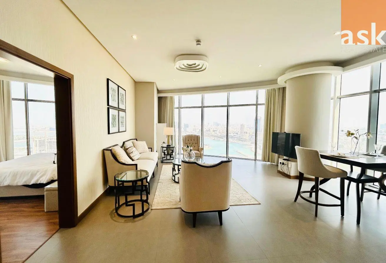 One-Bedroom Seef Apartment with Full Sea View for Rent