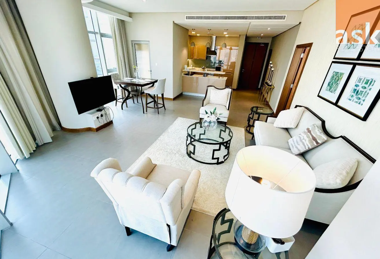 One-Bedroom Seef Apartment with Full Sea View for Rent