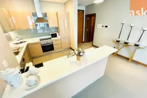 One-Bedroom Seef Apartment with Full Sea View for Rent