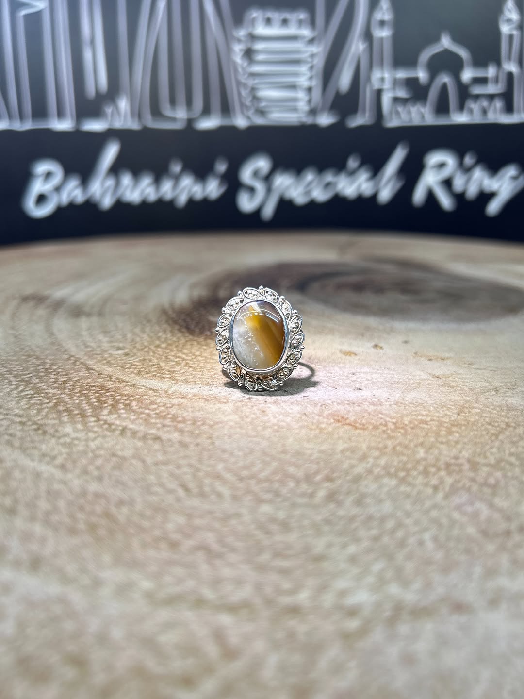 Stone – Aqeeq Origin – Yemen Italian silver ladies ring