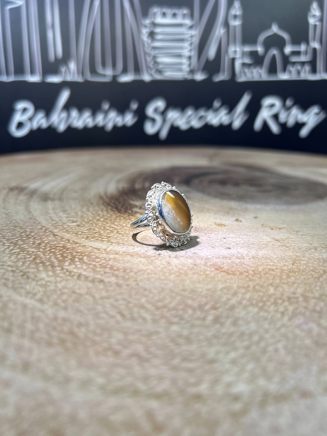 Stone – Aqeeq Origin – Yemen Italian silver ladies ring