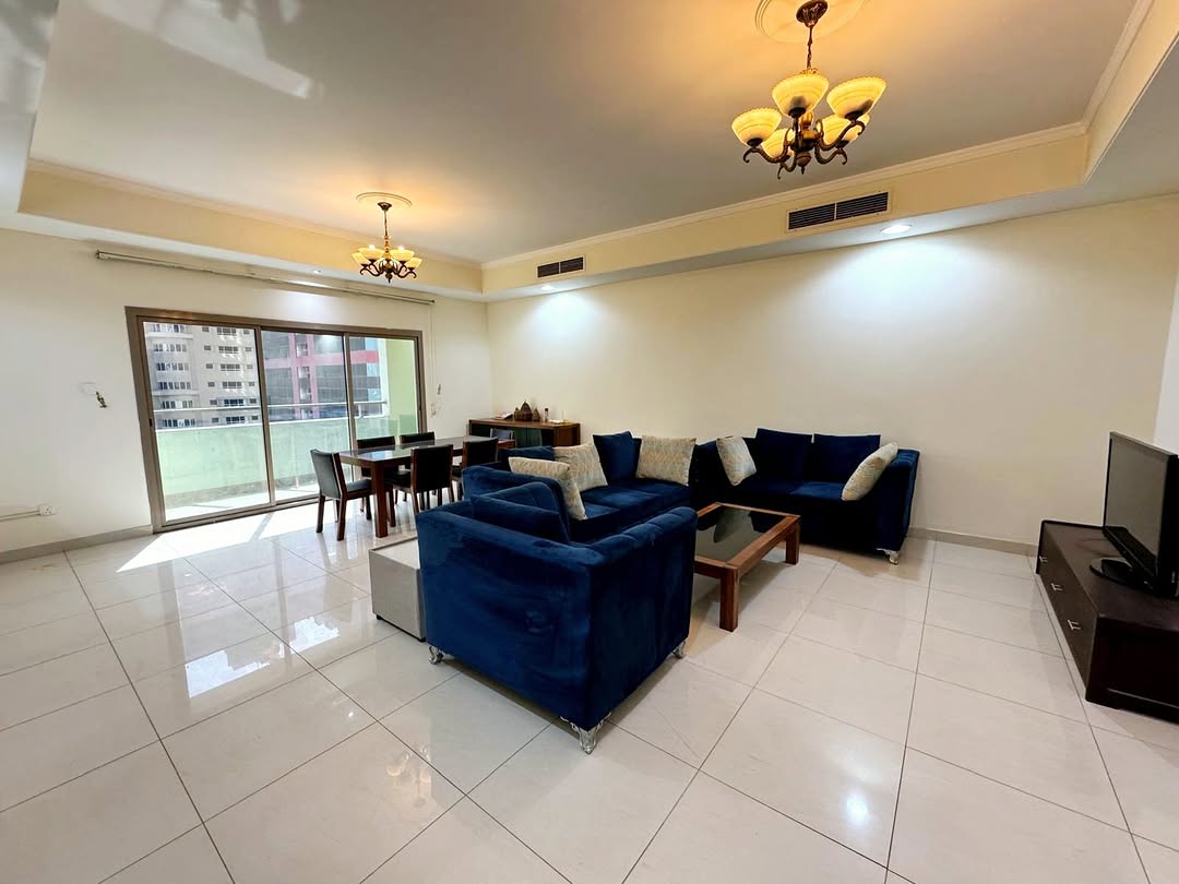 Spacious 2BR apartment in Juffair with maid room, store room, and 3 balconies — all in a premium high-rise with city views