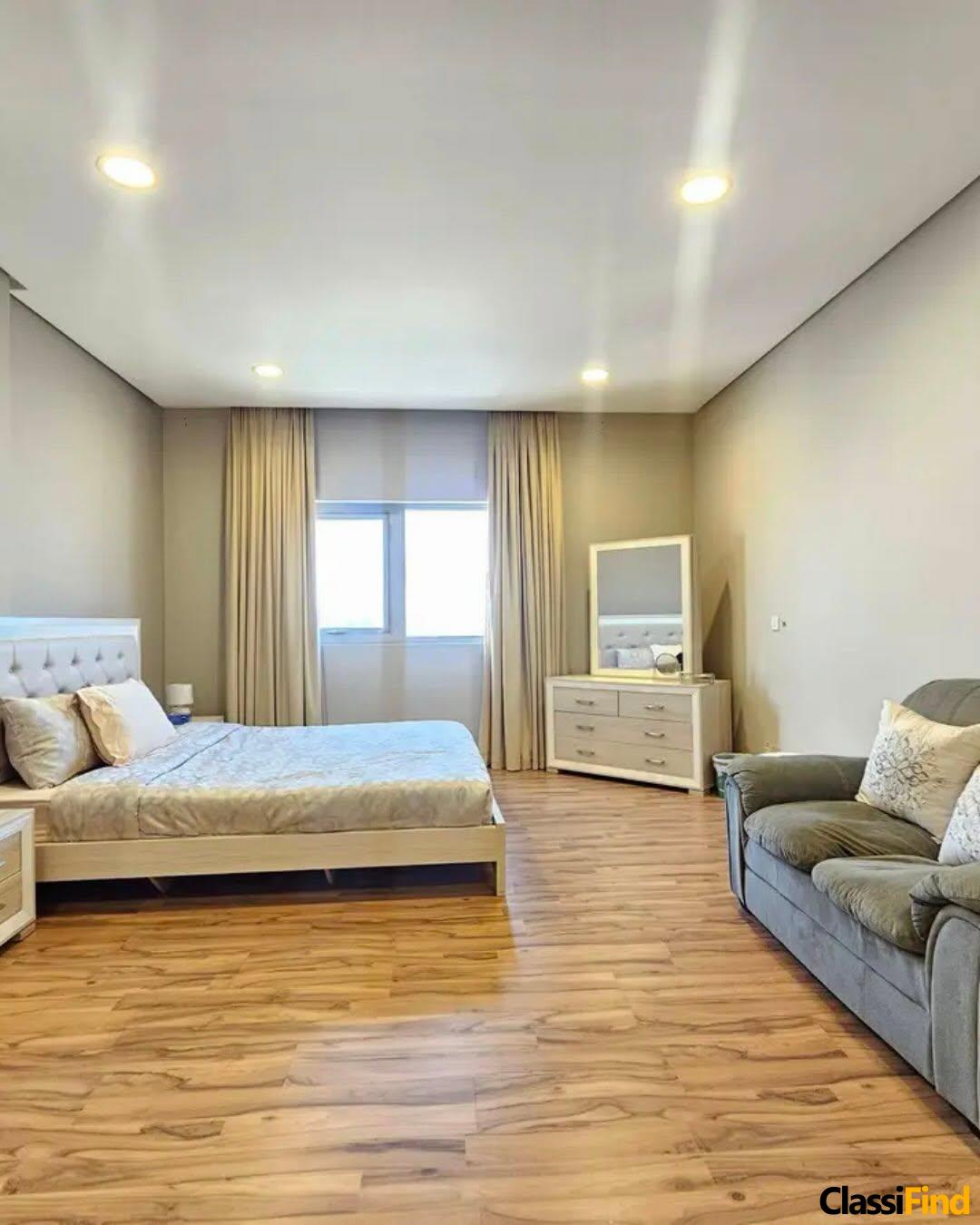 Experience refined living in this newly renovated high-floor 2-bedroom apartment in the heart of Seef, just steps away from City Centre Bahrain