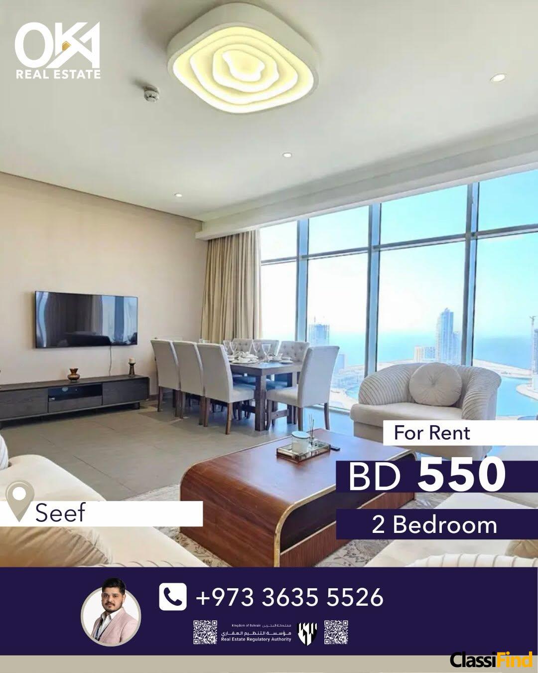 Experience refined living in this newly renovated high-floor 2-bedroom apartment in the heart of Seef, just steps away from City Centre Bahrain