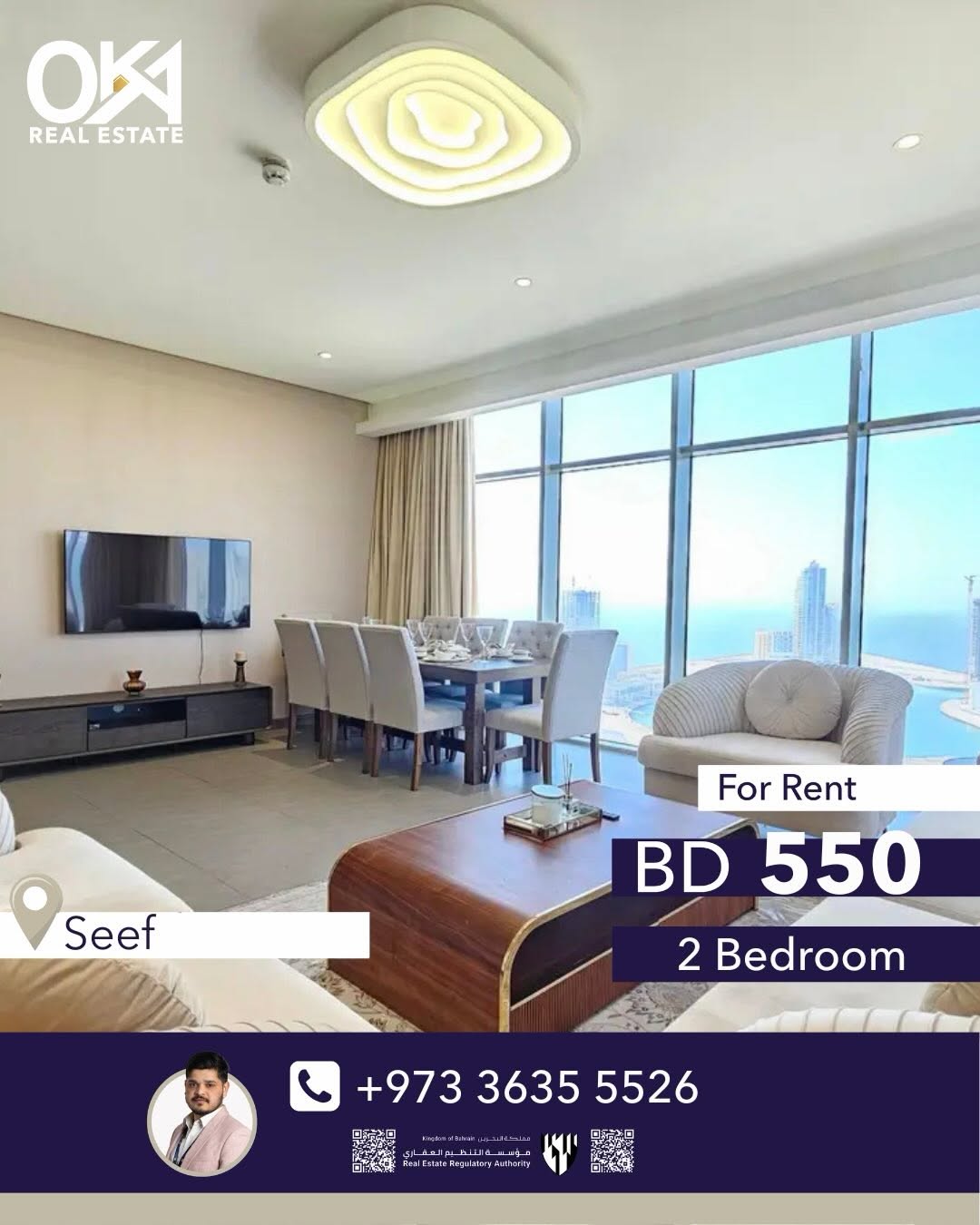 Experience refined living in this newly renovated high-floor 2-bedroom apartment in the heart of Seef, just steps away from City Centre Bahrain