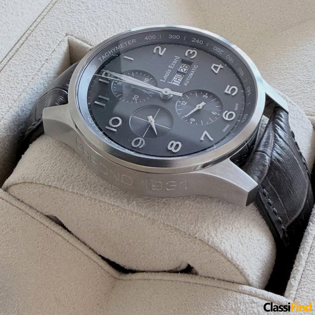 Louis Erarad 1931 Chrono Steel & Alligator Strap