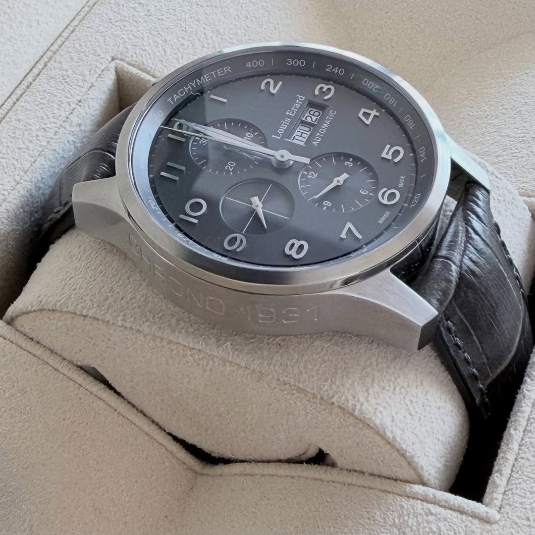 Louis Erarad 1931 Chrono Steel & Alligator Strap