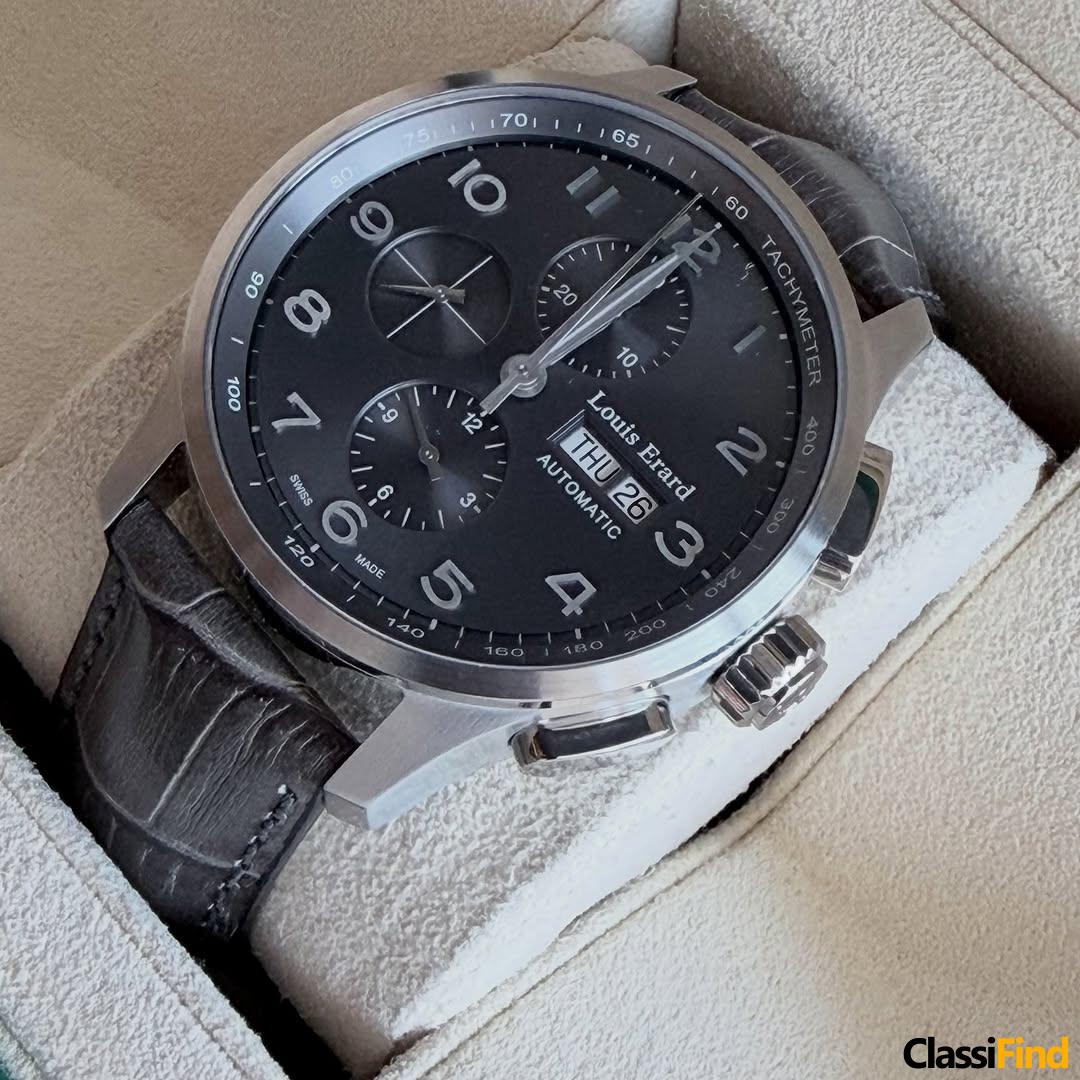 Louis Erarad 1931 Chrono Steel & Alligator Strap