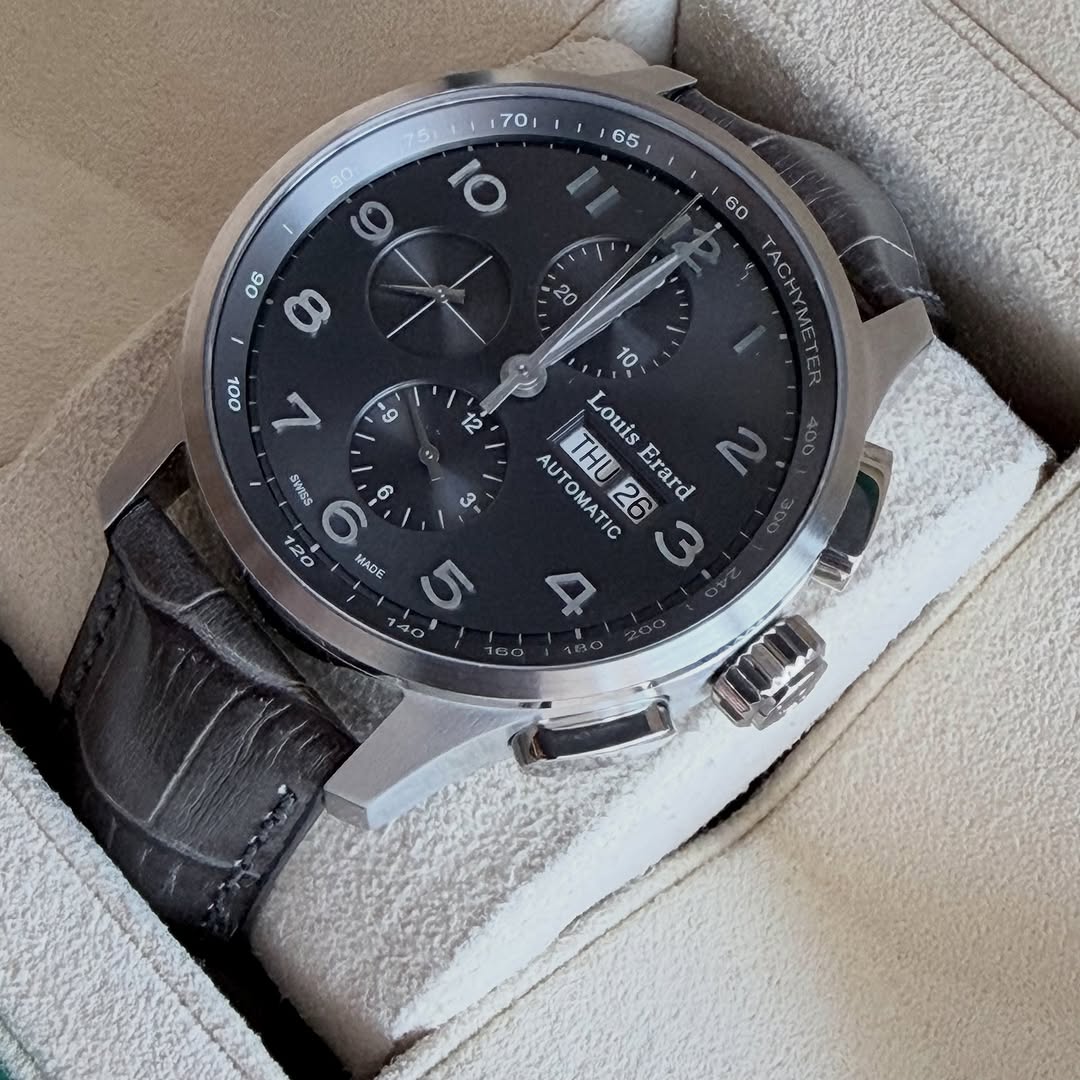 Louis Erarad 1931 Chrono Steel & Alligator Strap