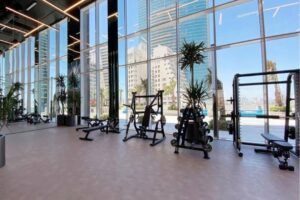 A luxurious, fully furnished studio apartment with a sea view