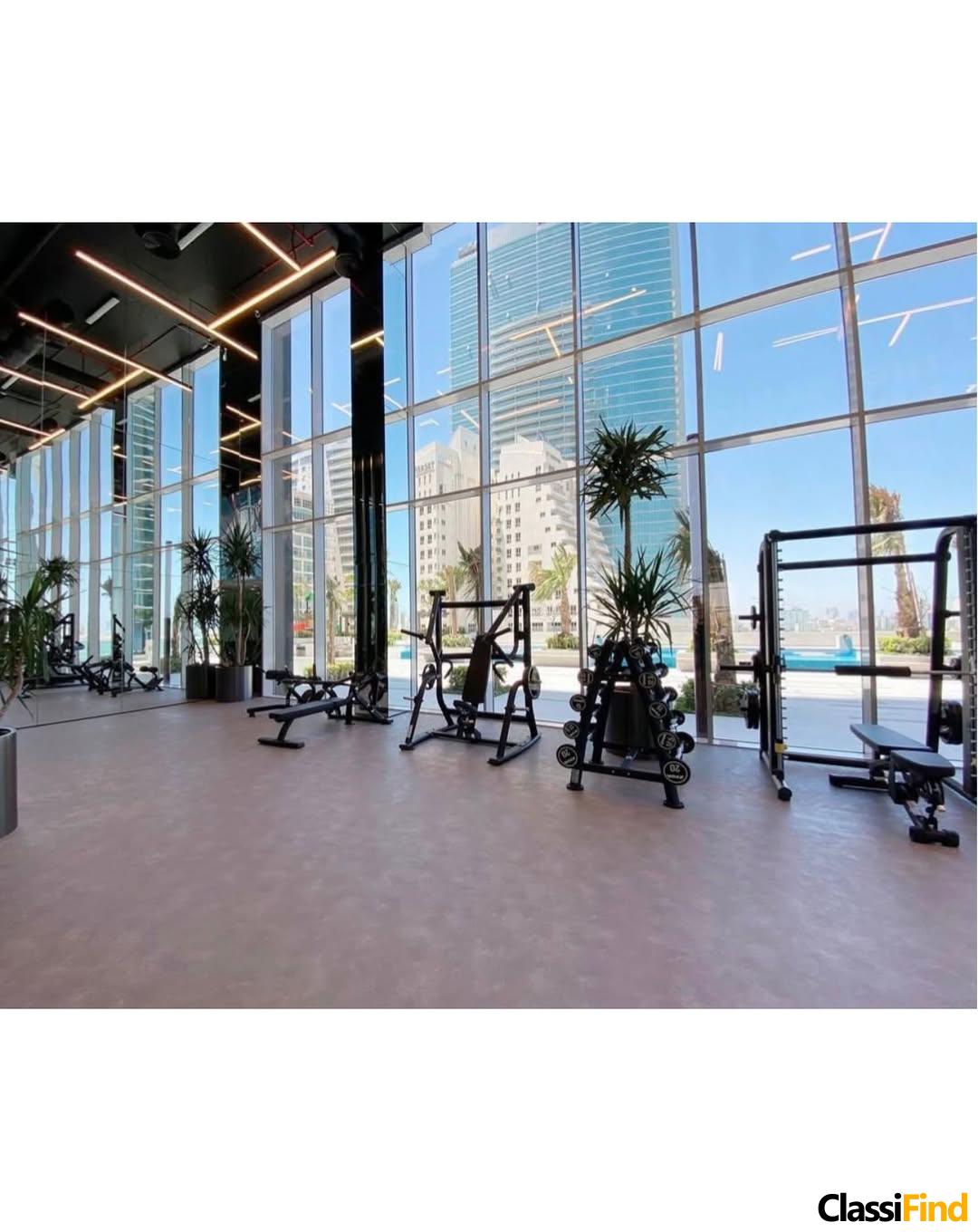 A luxurious, fully furnished studio apartment with a sea view