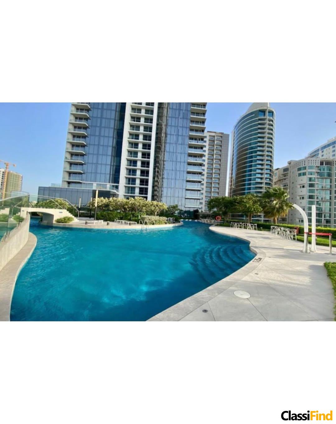 A luxurious, fully furnished studio apartment with a sea view