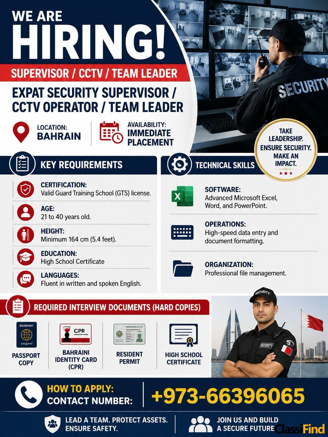 WE ARE HIRING! SUPERVISOR/CCTV/TEAMLEADER
