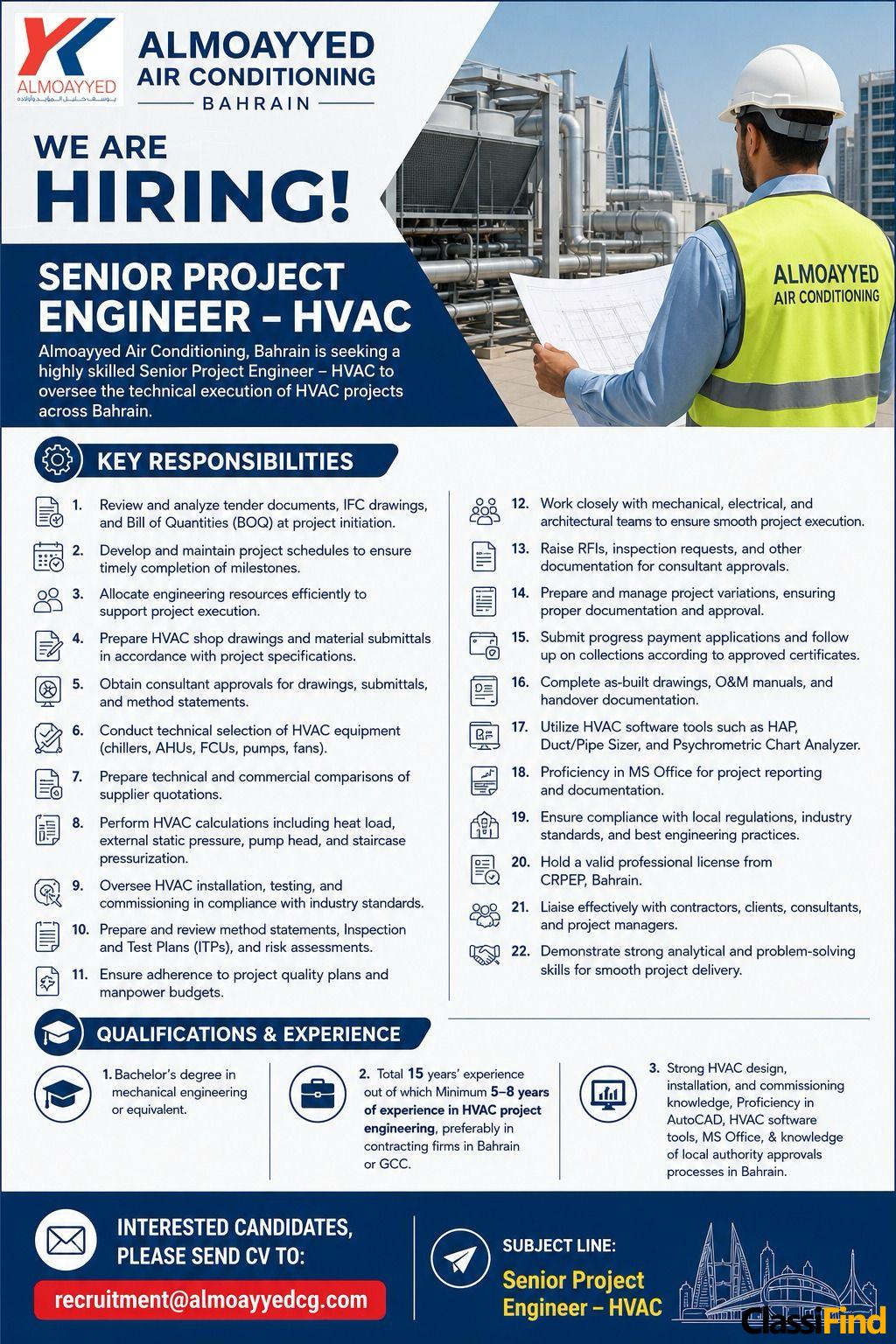 WE ARE HIRING! SENIOR PROJECT ENGINEER – HVAC