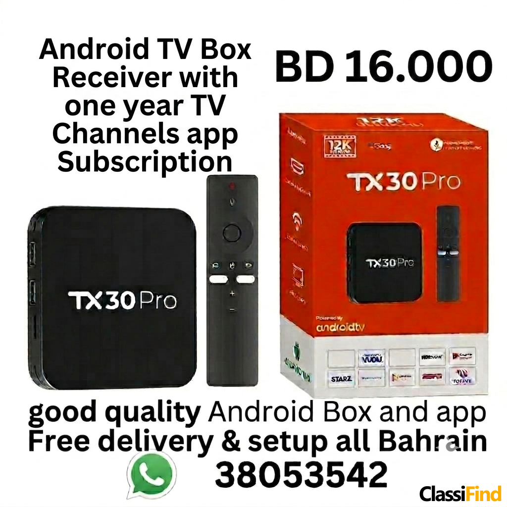 Android Tv Box Receiver with Tv channels app one year subscribtion (good quality)