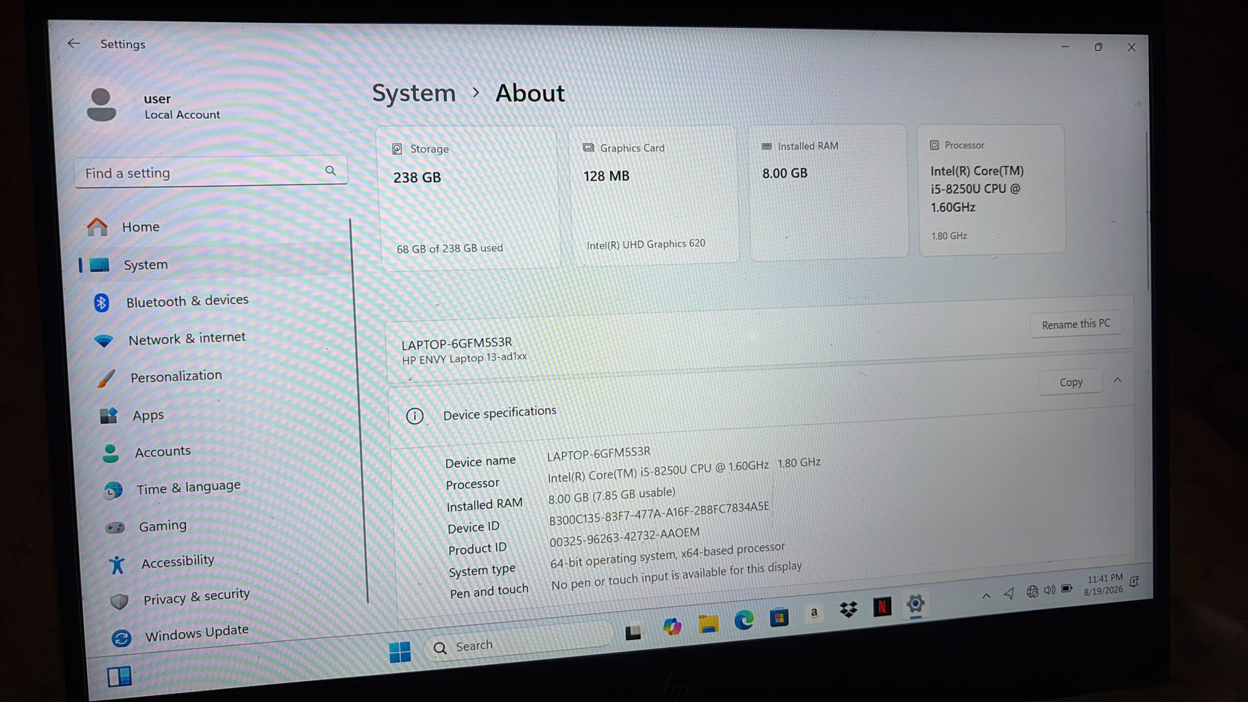 laptop envy silver
