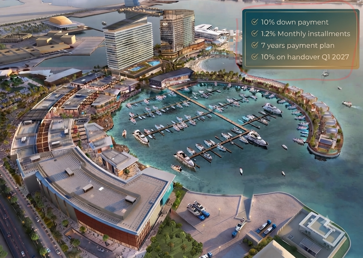 10% DOWN PAYMENT-OWN WATERFRONT LUXURY IN MANAMA – Handover 10% – Q1 2027, 80% pay on 7 years