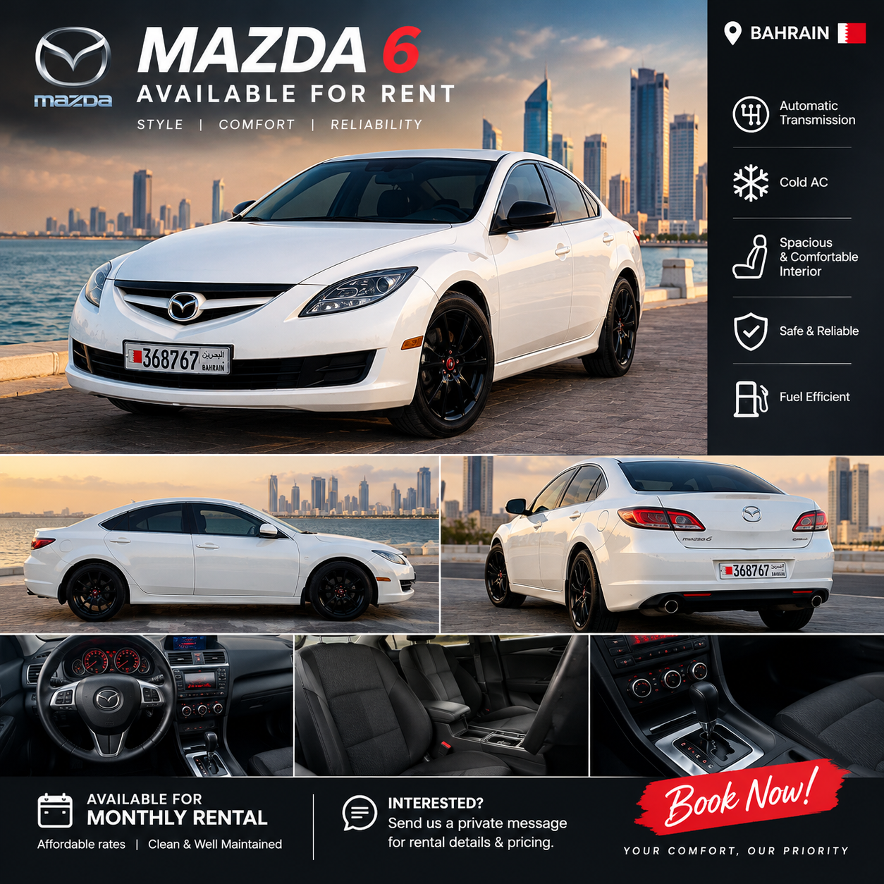 MAZDA 6 AVAILABLE FOR RENT – BAHRAIN
