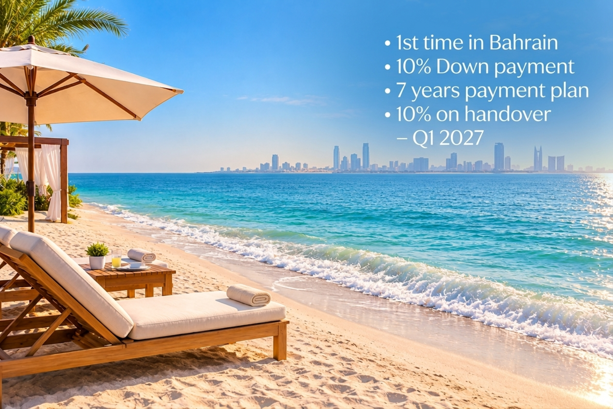 10% DOWN PAYMENT-OWN WATERFRONT LUXURY IN MANAMA – Handover 10% – Q1 2027, 80% pay on 7 years